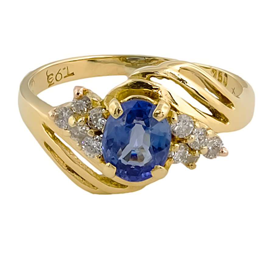 18ct Gold Sapphire/Diamond Cluster Ring Size I